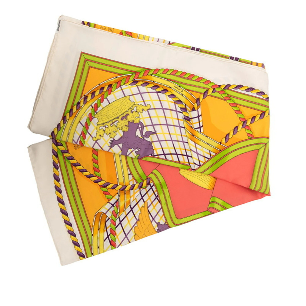 Hermes Carre 90 GRANDE TENUE Horse Ceremonial Scarf/Muffler, Large Size, Whit... - Picture 2 of 10